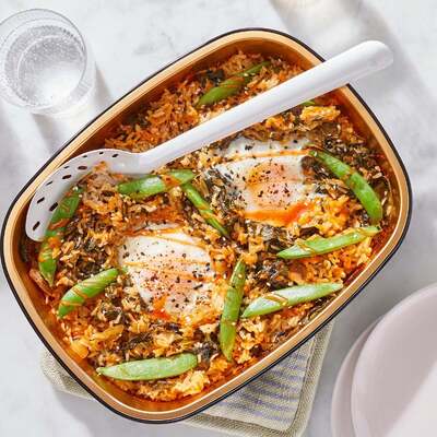Oven-Baked Kimchi Rice & Eggs