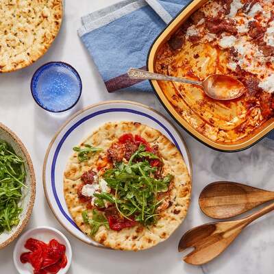 Oven-Baked Sausage & Mozzarella Pitas