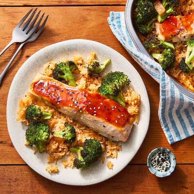 Baked Salmon & Kimchi Rice