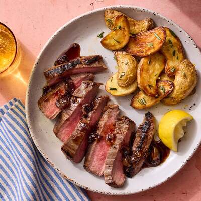 Flank Steaks & Balsamic Onion Pan Sauce