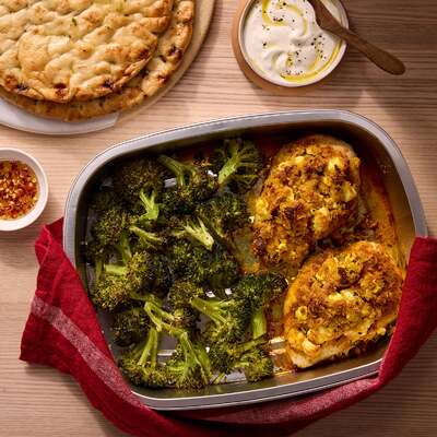 Crispy Feta Chicken & Broccoli