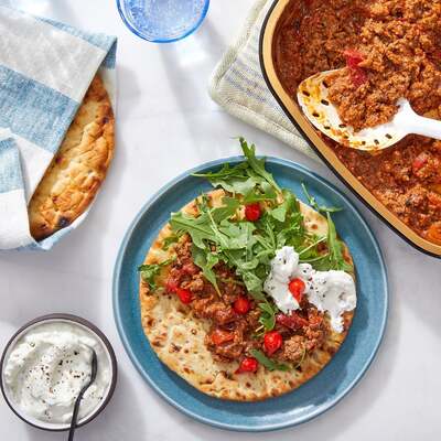 Oven-Baked Romesco Beef Pitas