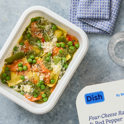 Four-Cheese Ravioli & Red Pepper Sauce