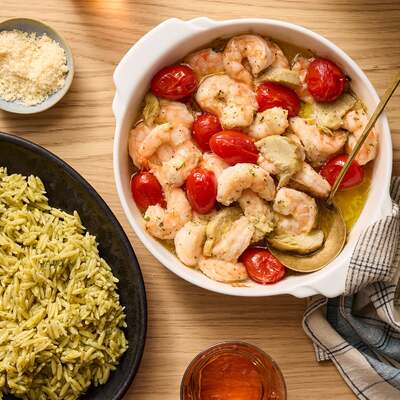 Baked Garlic Shrimp & Tomatoes