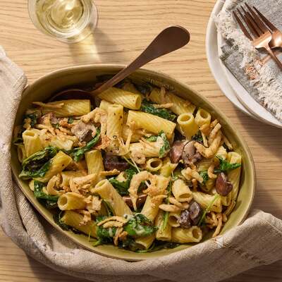 Baked Creamy Mushroom & Kale Pasta