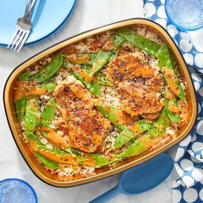 Oven-Baked Chicken Thighs & Rice