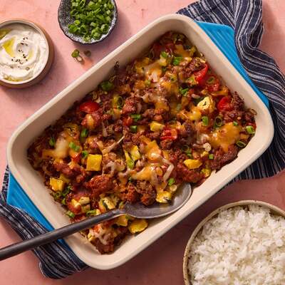 Cheesy Squash & Chorizo Bake