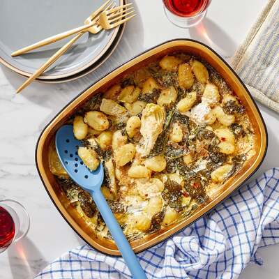 Oven-Baked Creamy Spinach & Artichoke Gnocchi