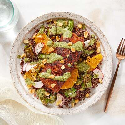 Mexican-Spiced Salmon & Cilantro Sauce