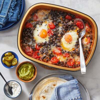 Cheesy Baked Huevos Rancheros
