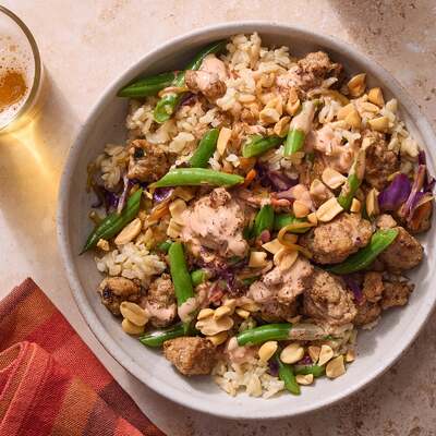 Sesame Pork & Cabbage Brown Rice Bowls
