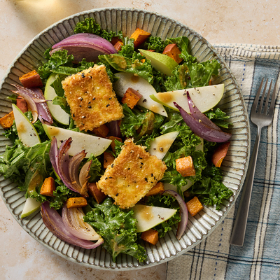 Fried Feta Kale Salad