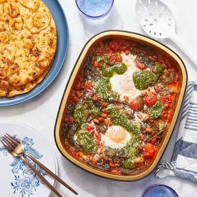 Oven-Baked Chipotle Eggs & Pinto Beans