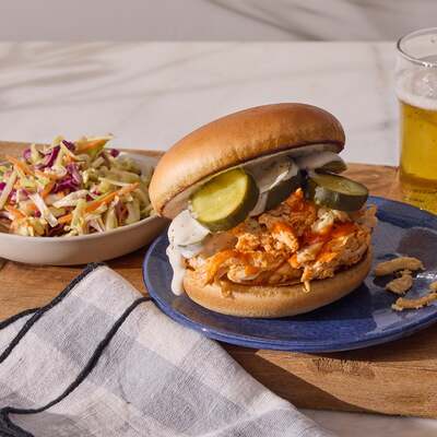 15-Min Buffalo Pulled Chicken Sandwich