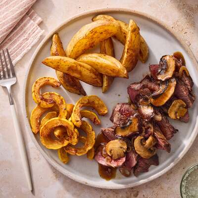 Seared Steaks & Balsamic Glazed Mushrooms