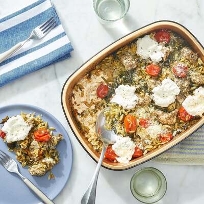 Oven-Baked Pesto Chicken & Orzo