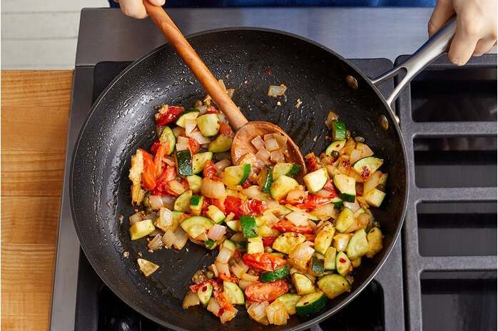 recipe-step-image-Cook the vegetables & finish the couscous 