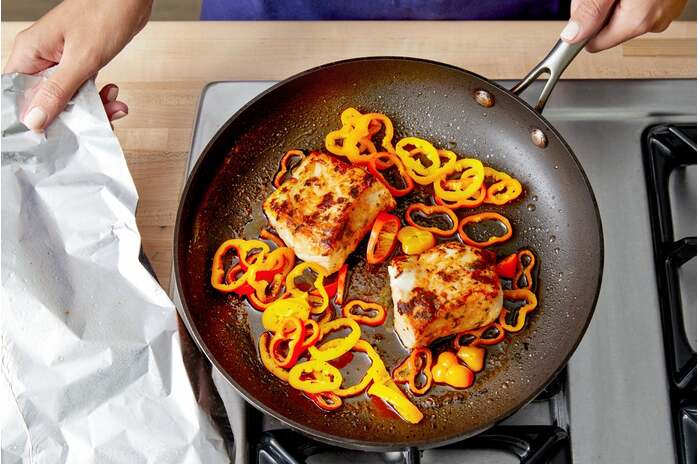 recipe-step-image-Cook the fish & peppers: