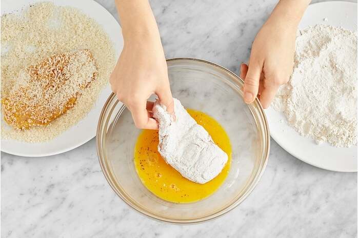 recipe-step-image-Pound & bread the chicken