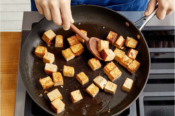 Pan-Fried Tofu & Curry Peanut Noodles