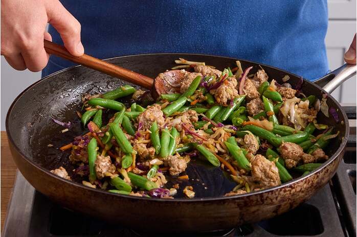 recipe-step-image-Cook the sausage & vegetables