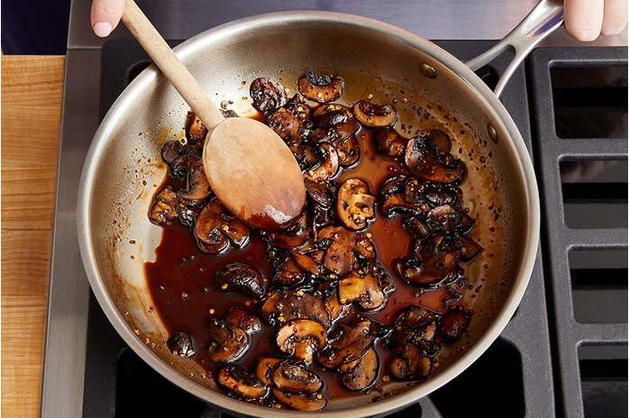 recipe-step-image-Make the mushroom agrodolce & serve your dish