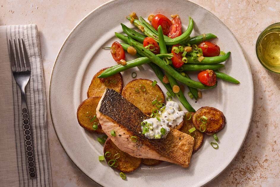 Crispy Skin Salmon & Caper Mayo