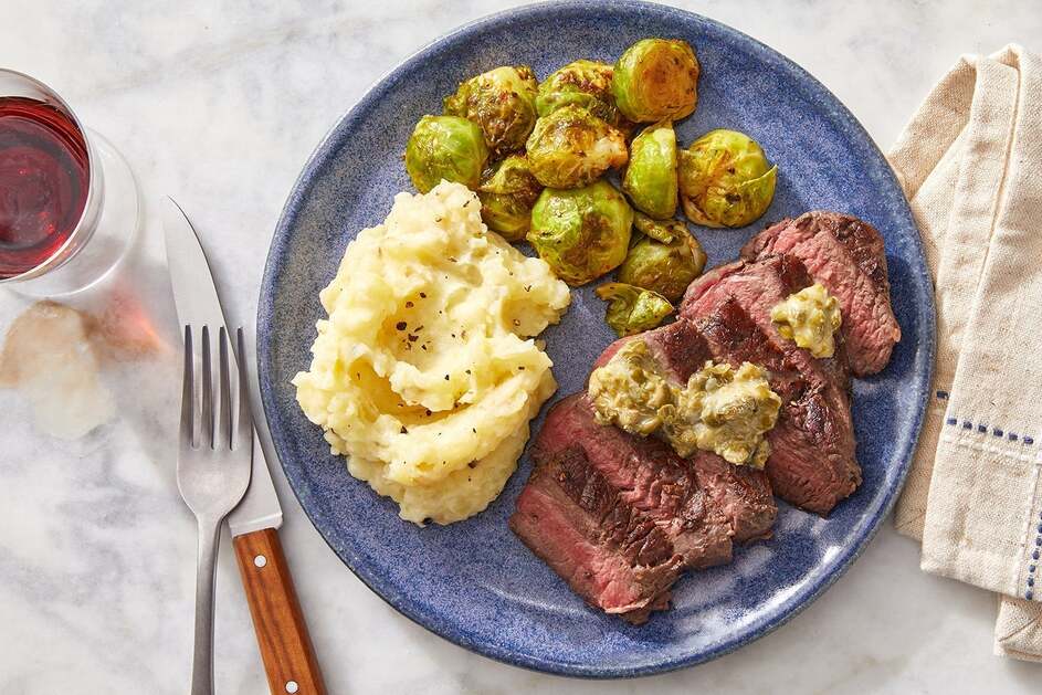 Seared Steaks & Caper Butter