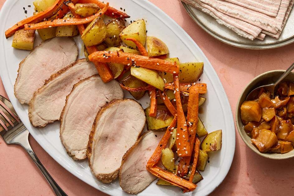 Sheet Pan Pork & Hoisin Glazed Persimmon