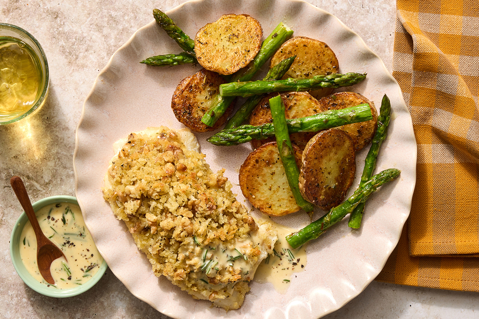 Sheet Pan Rosemary-Walnut Crusted Cod