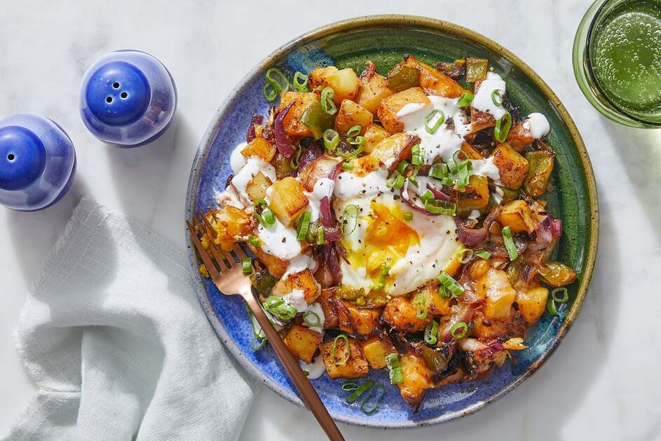 Cheesy Potato Hash & Eggs