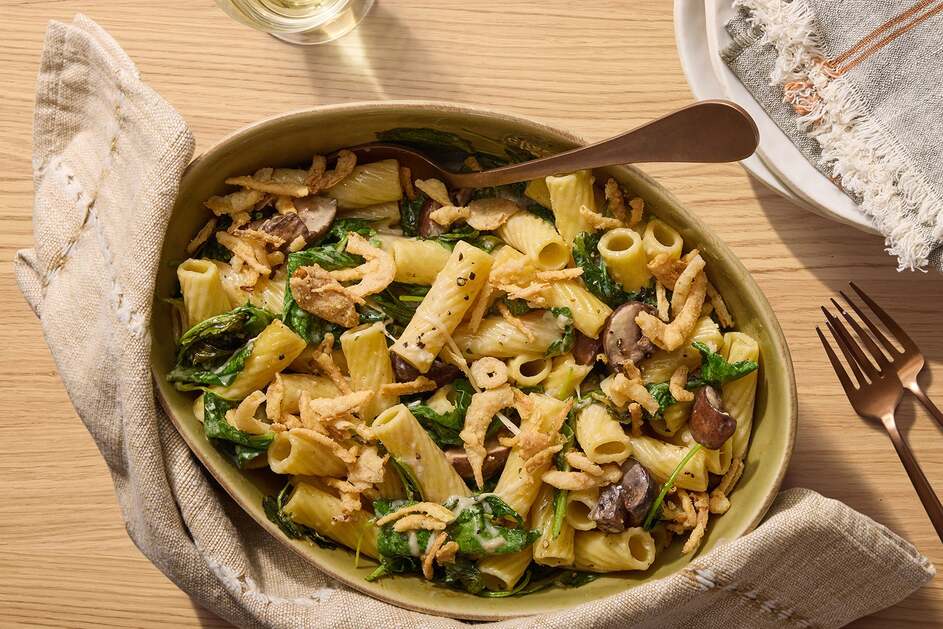 Baked Creamy Mushroom & Kale Pasta