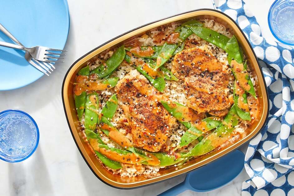 Oven-Baked Chicken Thighs & Rice