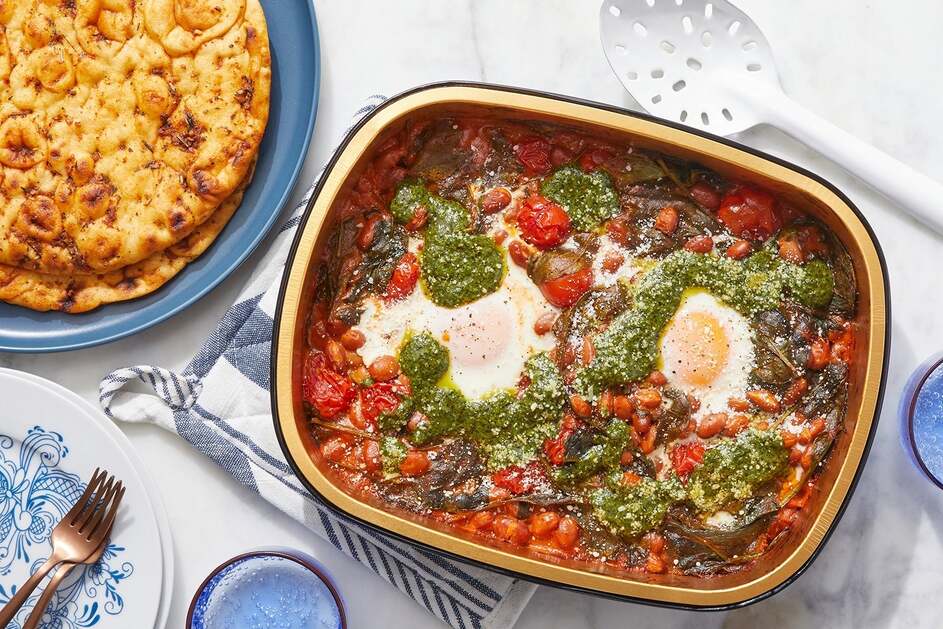 Oven-Baked Chipotle Eggs & Pinto Beans