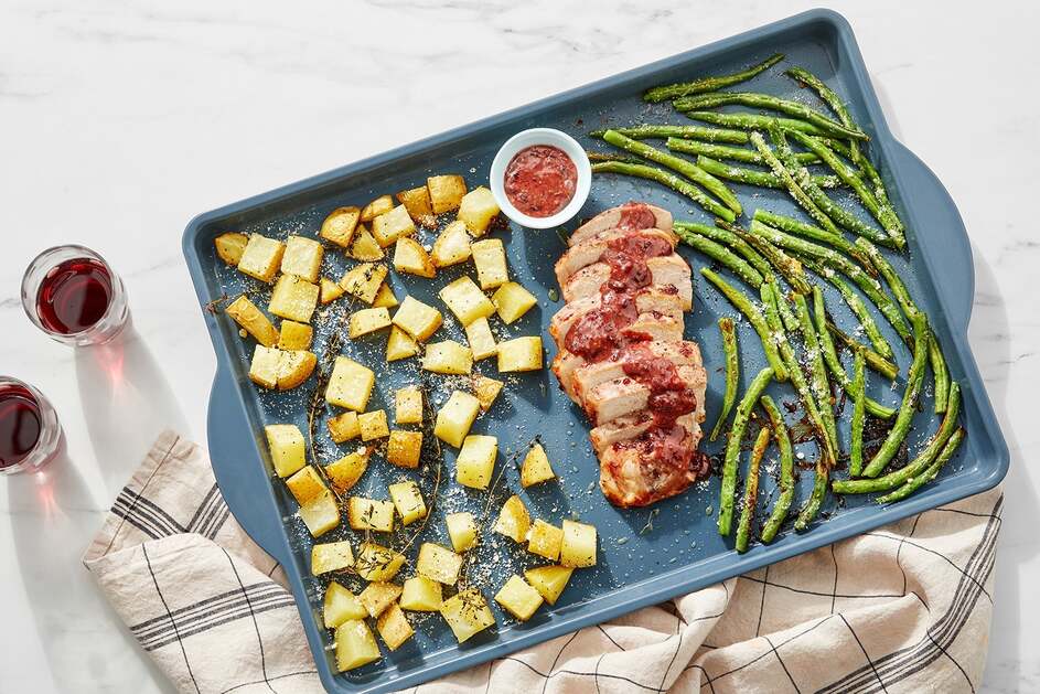 Sheet Pan Pork & Sour Cherry Sauce