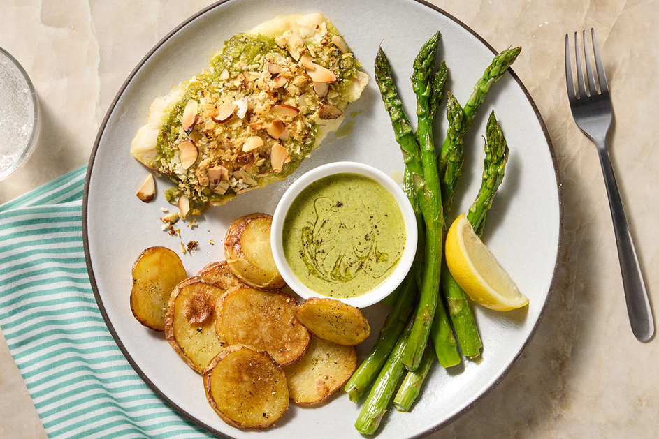 Almond Crusted Cod & Lemon Pesto