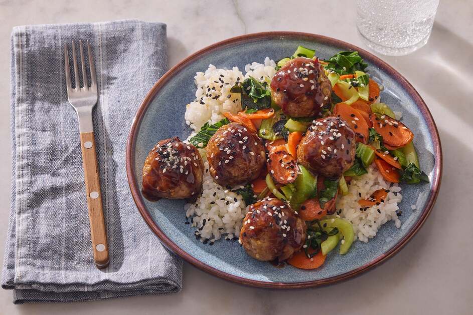 Ginger Pork Meatballs & Sushi Rice