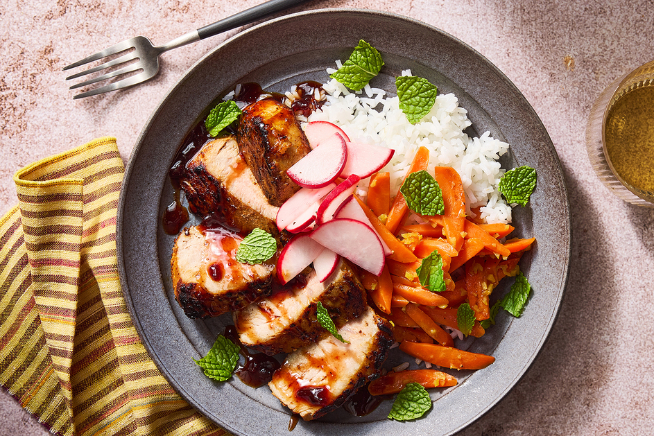 Sweet & Spicy Gochujang-Cherry Pork Chops