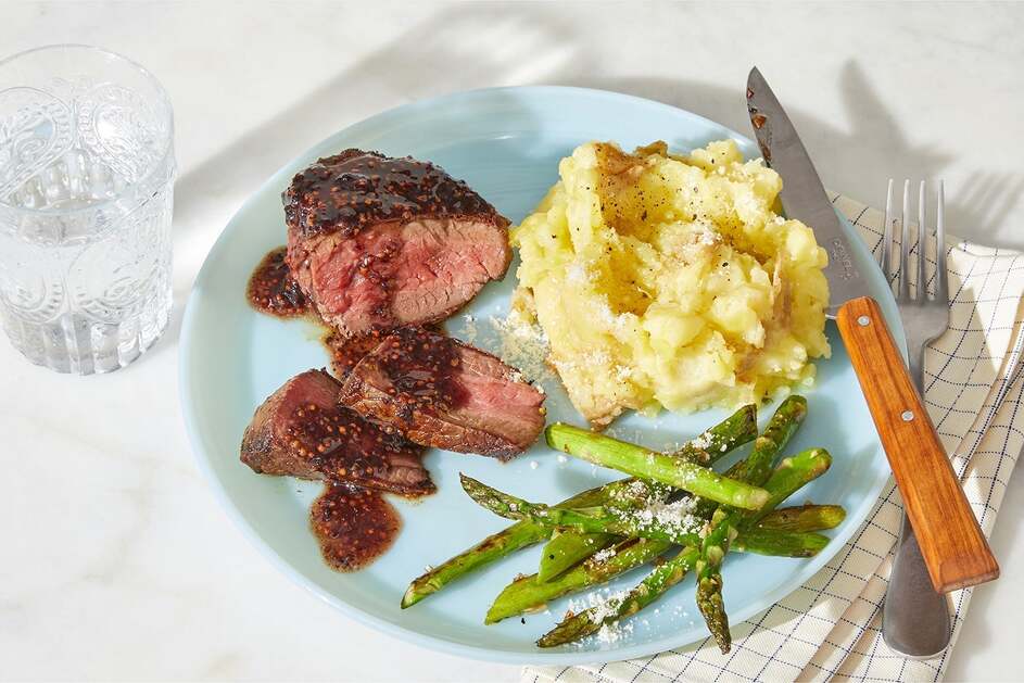 Steaks & Blueberry Bourbon Pan Sauce