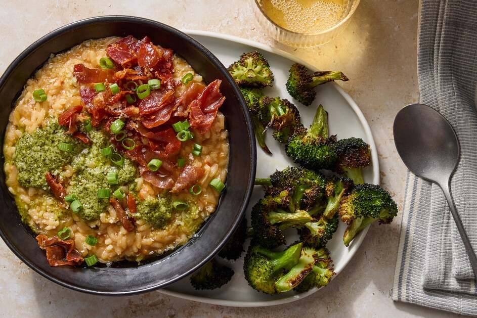 Crispy Prosciutto Risotto & Roasted Broccoli