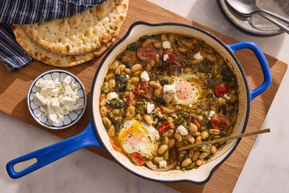 15-Min Pancetta, Egg & White Bean Skillet