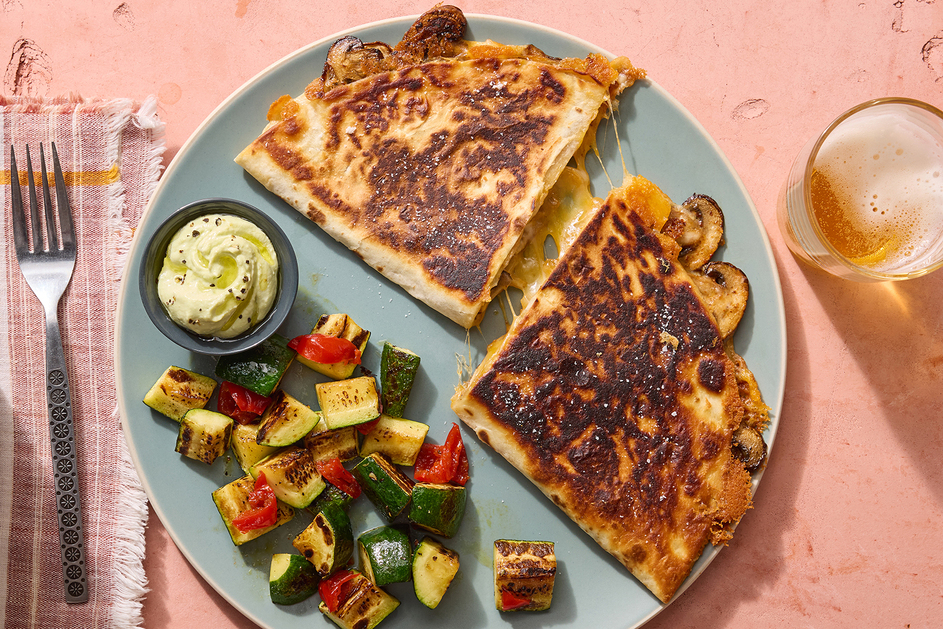 Spicy Mushroom & Onion Quesadillas