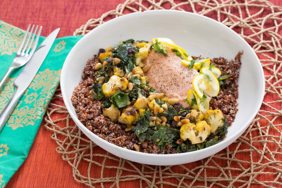 Braised Moroccan-Style Salmon & Greens