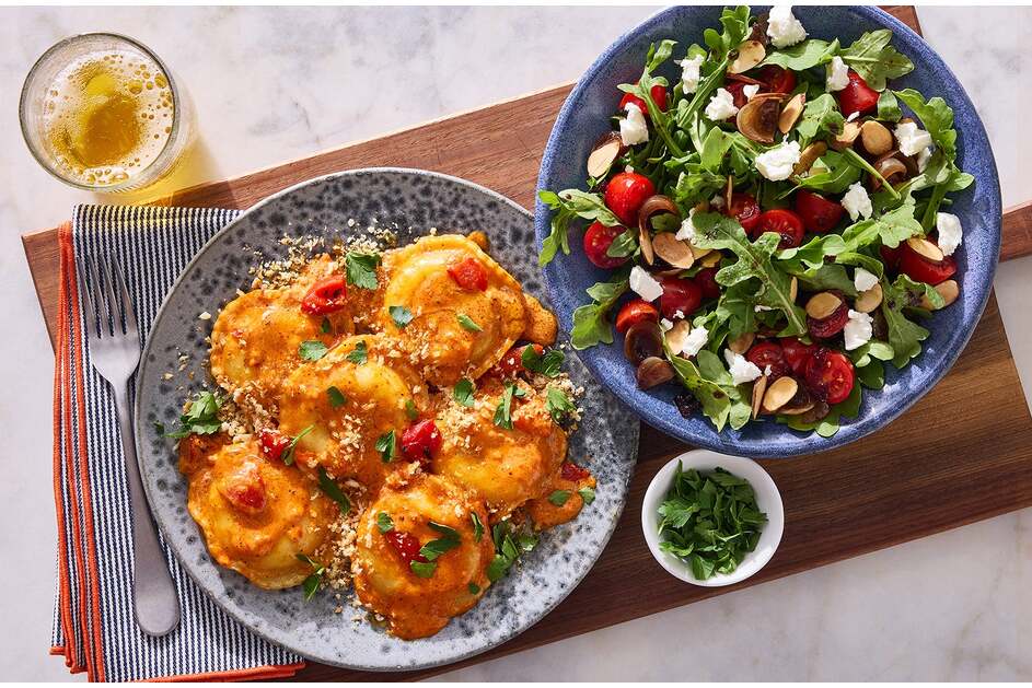 Burrata Ravioli in Creamy Red Pepper Sauce