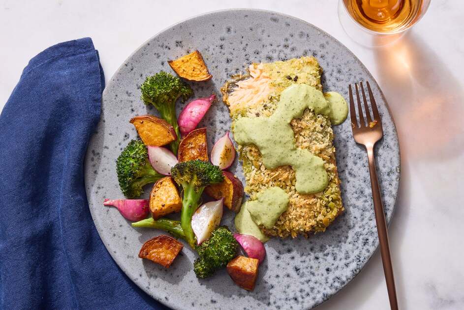 Sheet Pan Crispy Pesto Trout
