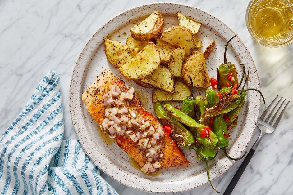 Salmon & Shallot-Dijon Vinaigrette