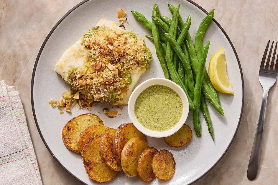 Sheet Pan Lemon-Pesto Cod