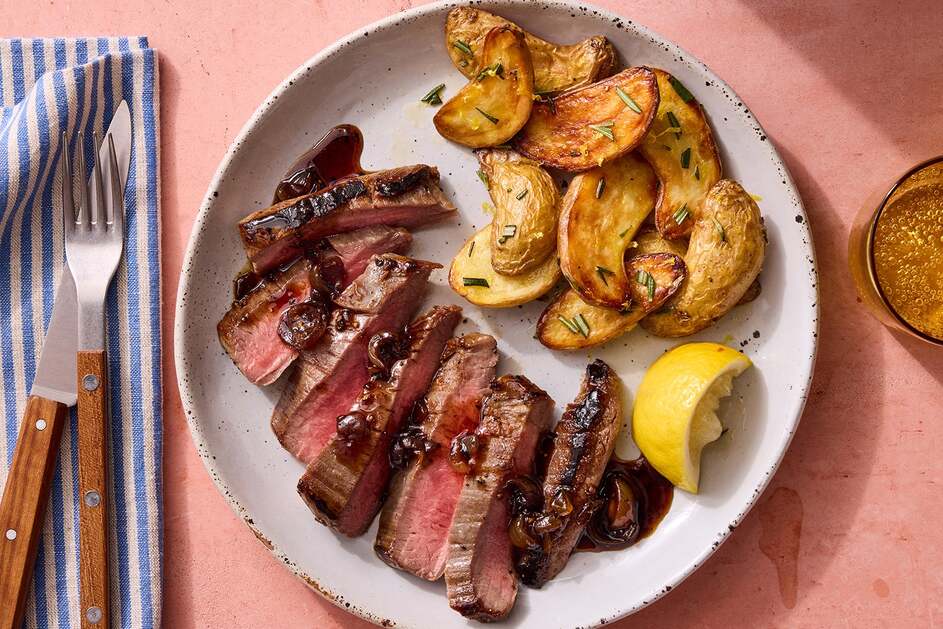 Flank Steaks & Balsamic Onion Pan Sauce