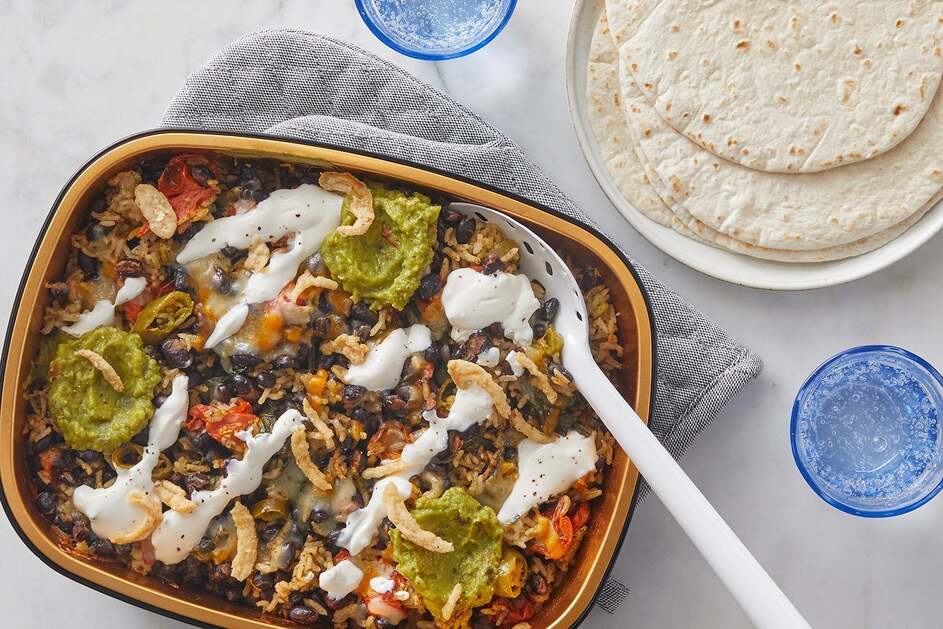 Oven-Baked Cilantro Rice & Bean Tacos