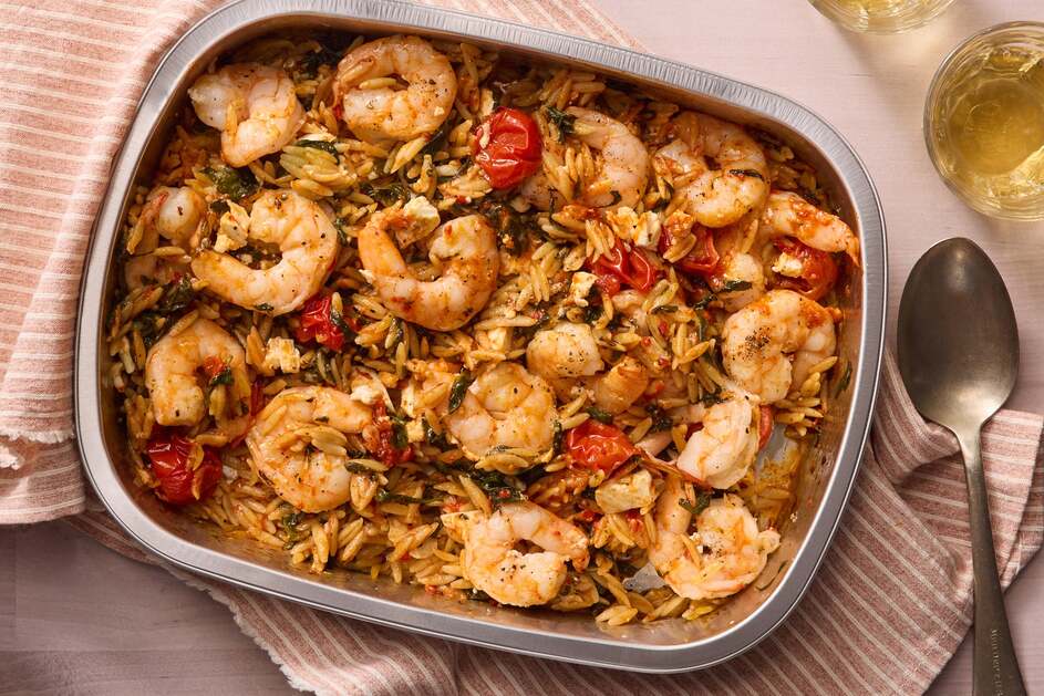 Red Pepper Shrimp & Feta Bake
